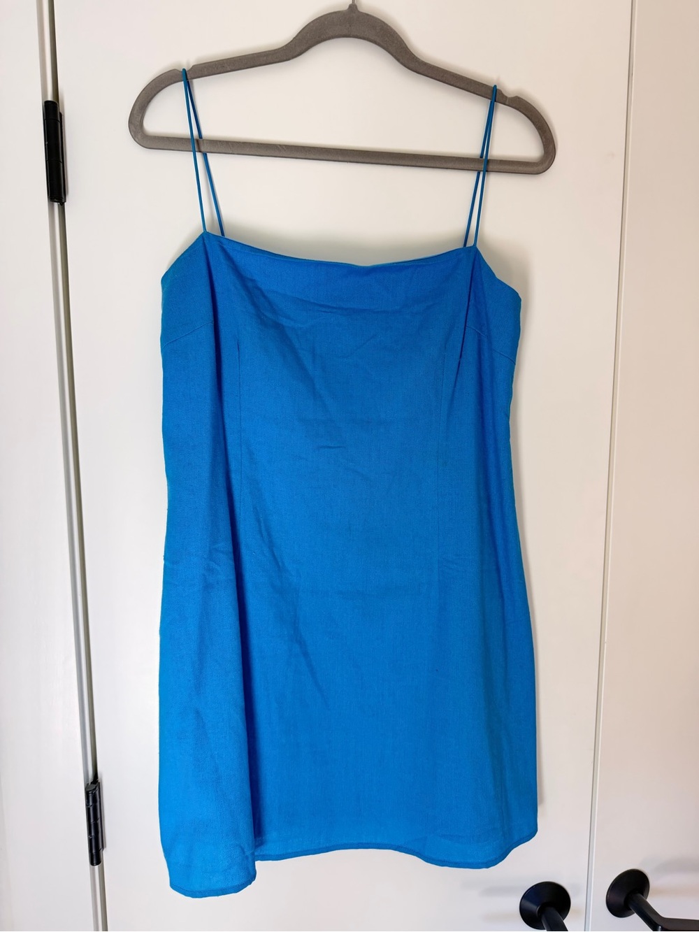 Billy J Blue Linen Blend Mini Slip Dress Size 16 | Spaghetti Strap Summer